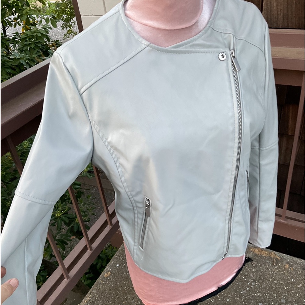 Bagatelle Women's Light Gray Leather Jacket